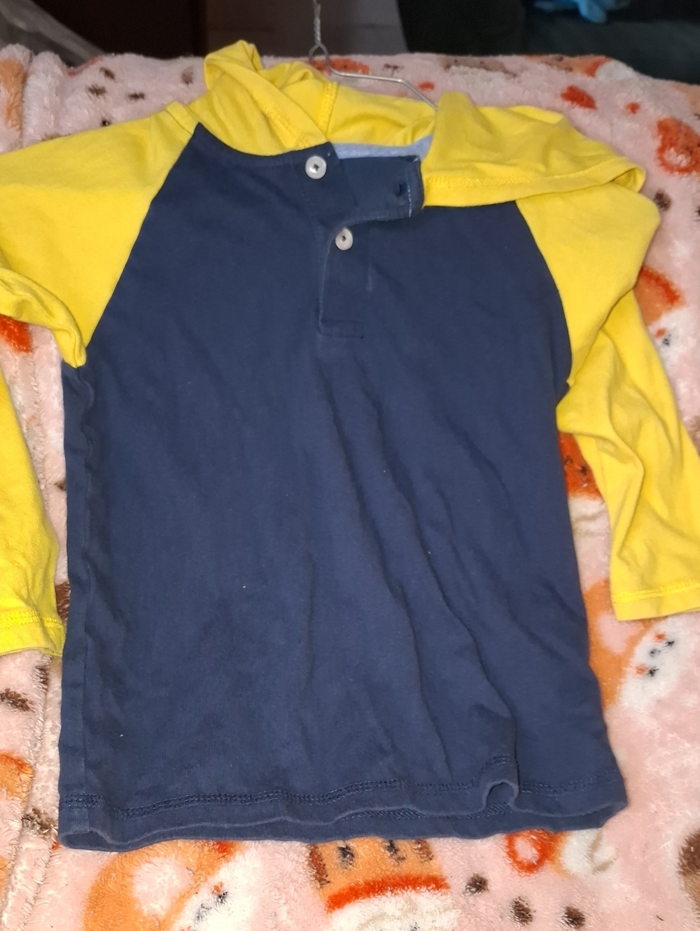 Garanimals Navy & Yellow Long-Sleeve Hooded Tee